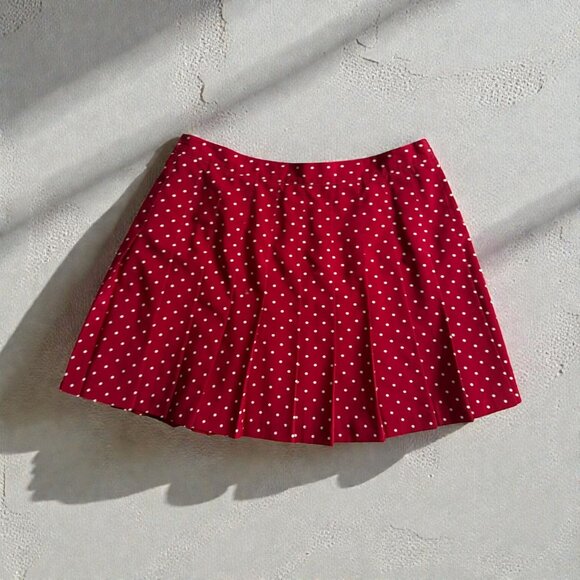 TAIL Vintage Red Polka Dot Pleated Tennis Skirt Size 16 - Picture 2 of 11